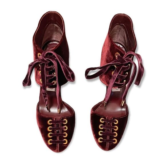 Jimmy Choo Velvet lace-up Tie Heels |Size:IT38| - Picture 8 of 12